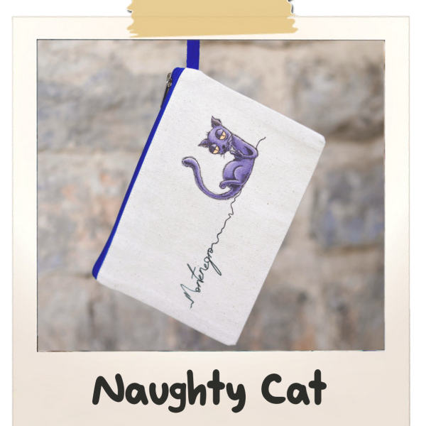 Naughty Cat Canvas Zipped Pouch