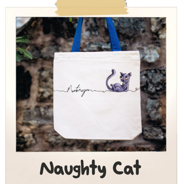 Naughty Cat Canvas Bag with a Zipper