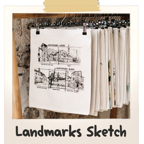 Tote Bag Landmarks Sketch